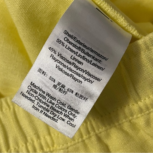 NWT DKNY Linen Blend High Rise Easy Shorts Yellow XL - Picture 7 of 8